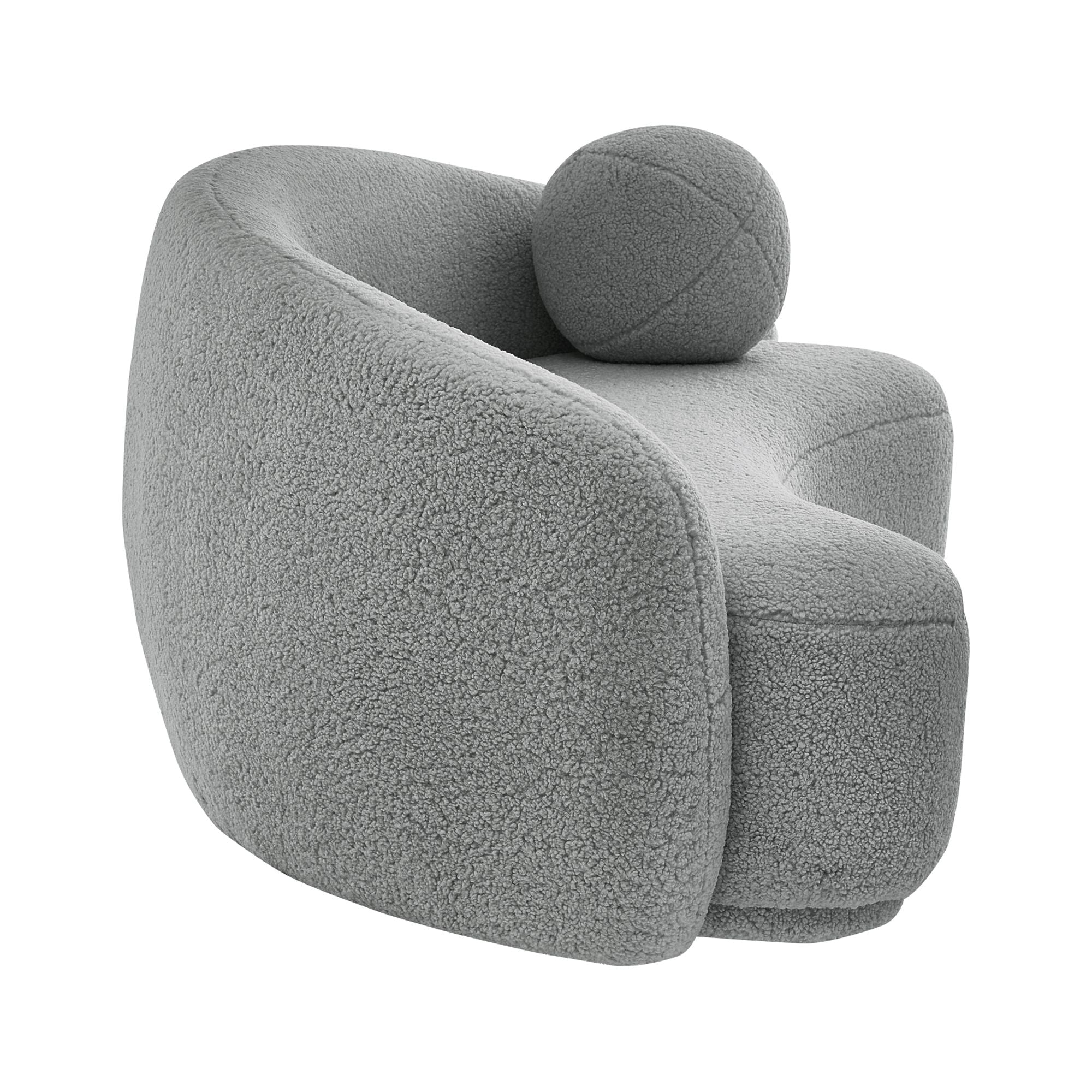 Grey Upholstered Sherpa Curve Back Sofa Z878427