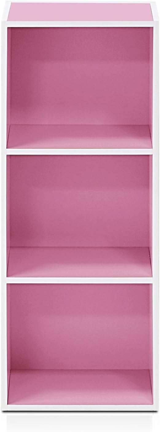 White/Pink 3-Tier Open Shelf Bookcase P990