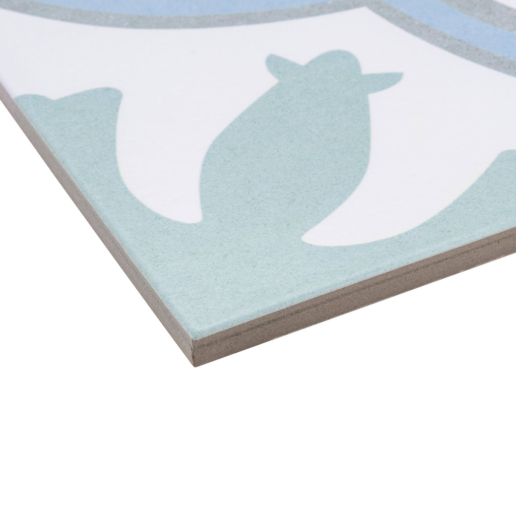 Aqua Encaustic Porcelain Floor and Wall Tile D2373