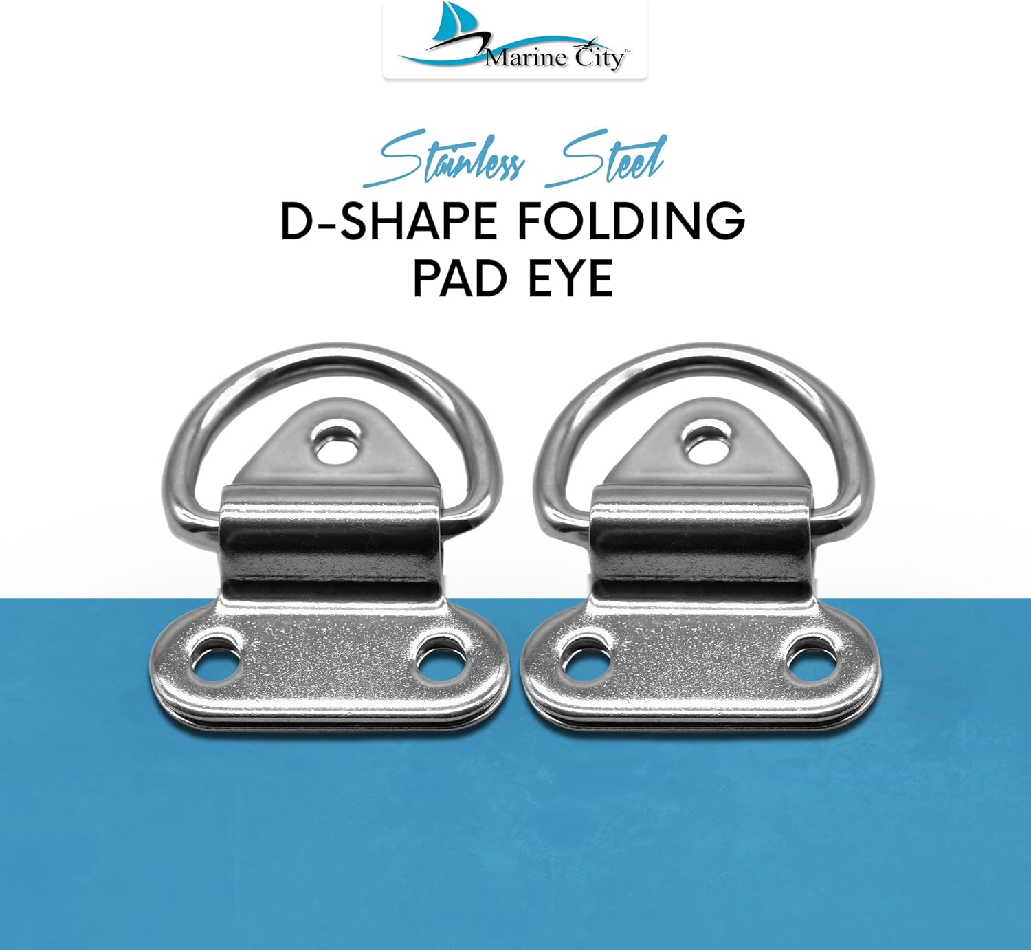 Stainless-Steel D-Shape Folding Pad Eye for Boat Yacht Motorboat Van Caravan Trailers Truck Marine Grade (2 Inches ×2-1/4 Inches) (2 PCS) B294