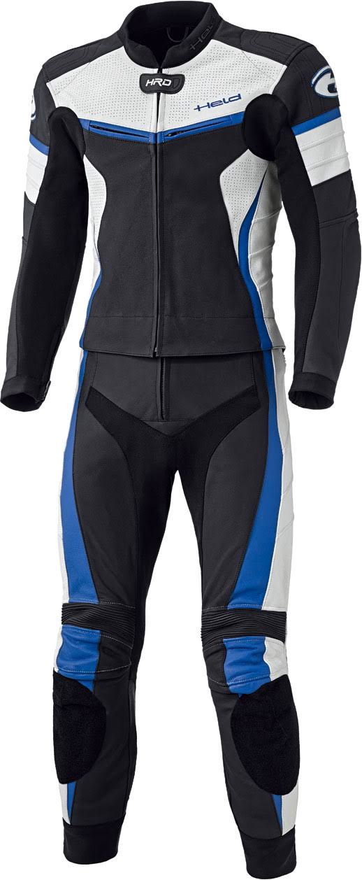 Two Piece Motorcycle Leather Suit, black-blue, Size 50 W270899