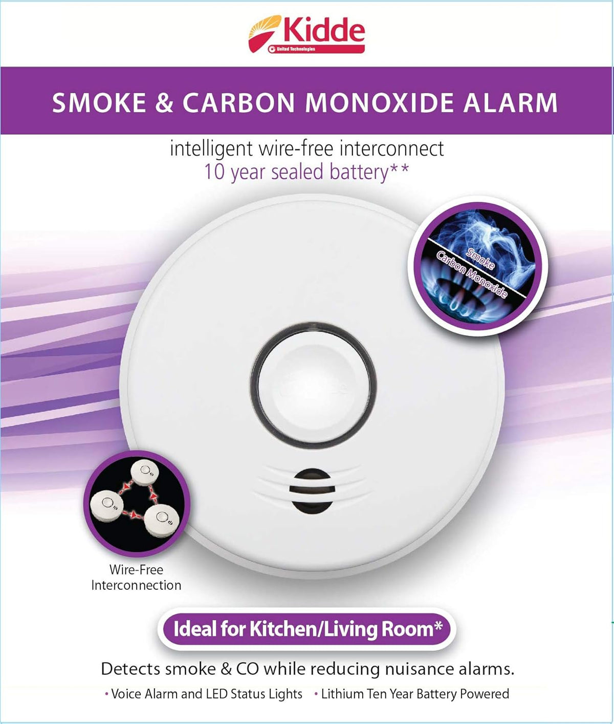 Lithium Battery Powered Combination Smoke & Carbon Monoxide Alarm J5443