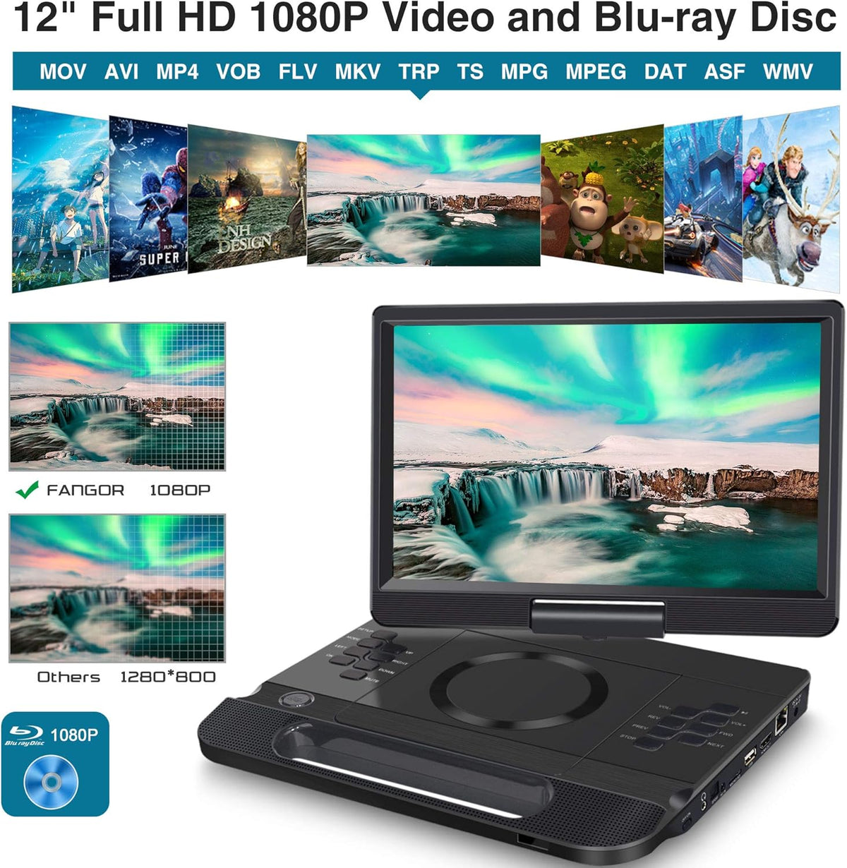 13.3 Inch Portable Bluray Player with 12 HD Swivel Screen U233493