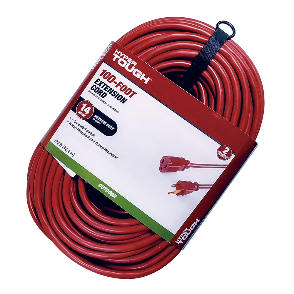 Red 100FT 14AWG 3 Prong Extension Cord U2917
