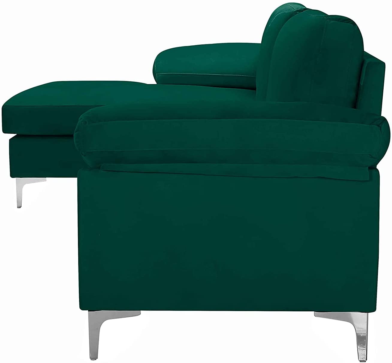 Large Green 3 Seats Velvet Sectional Sofa L-Shape Couch Q2637