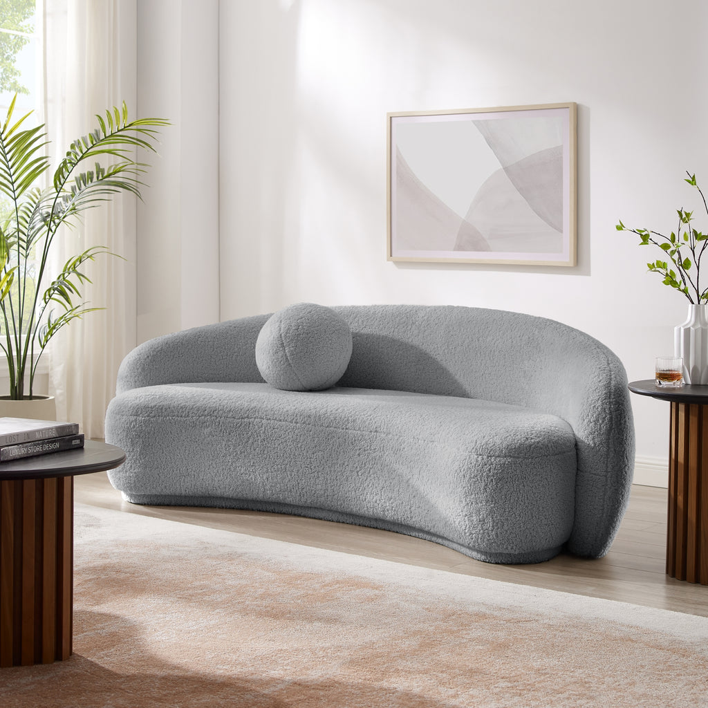 Grey Upholstered Sherpa Curve Back Sofa Z878427