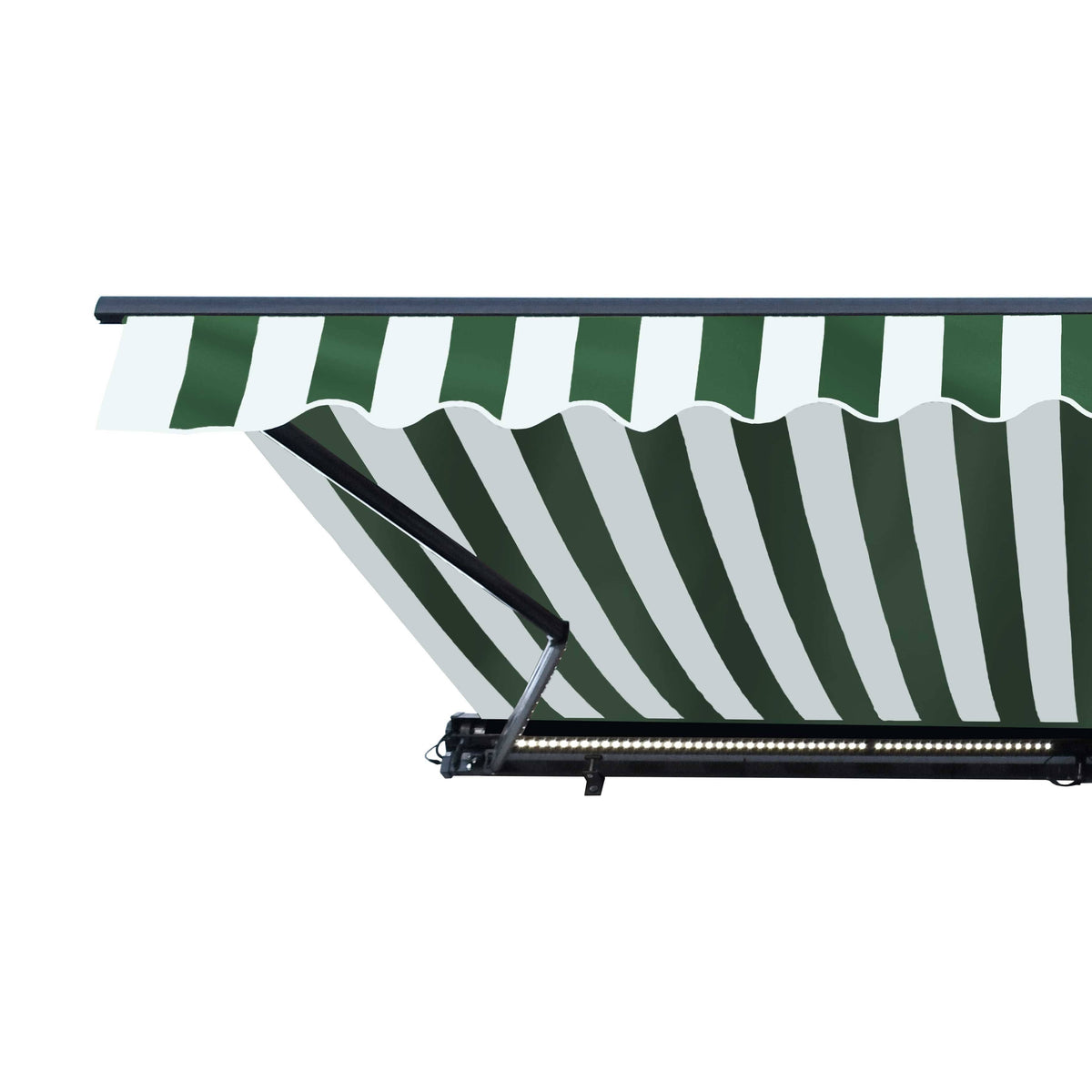 Motorized LED Half Cassette Retractable Awning 10 x 8 Feet Green/White J664083