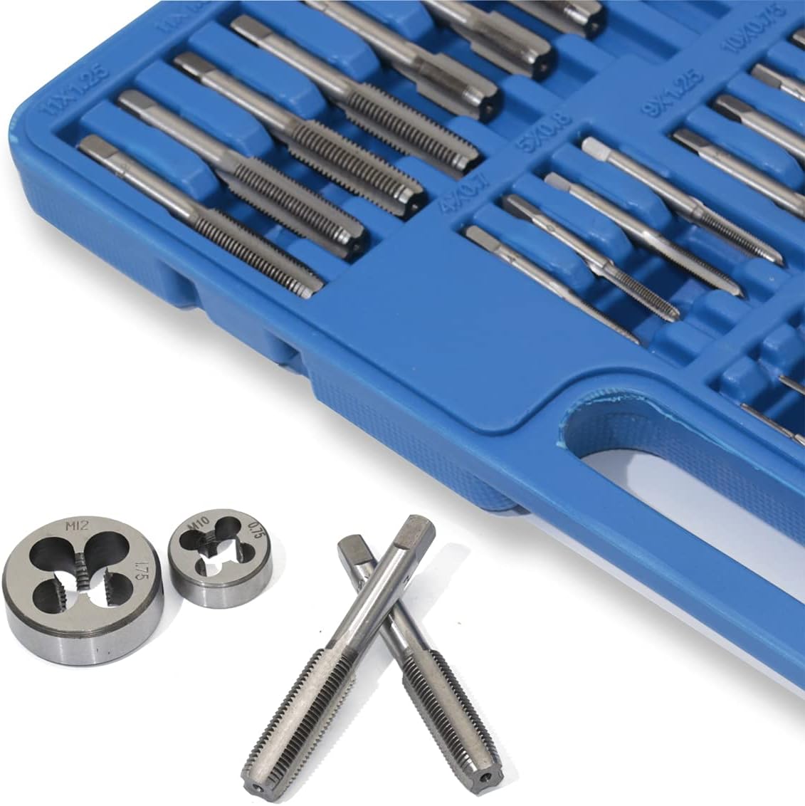 110PCS Hardened Alloy Steel Metric Tap and Die Rethreading Tool Set with Storage Case F500