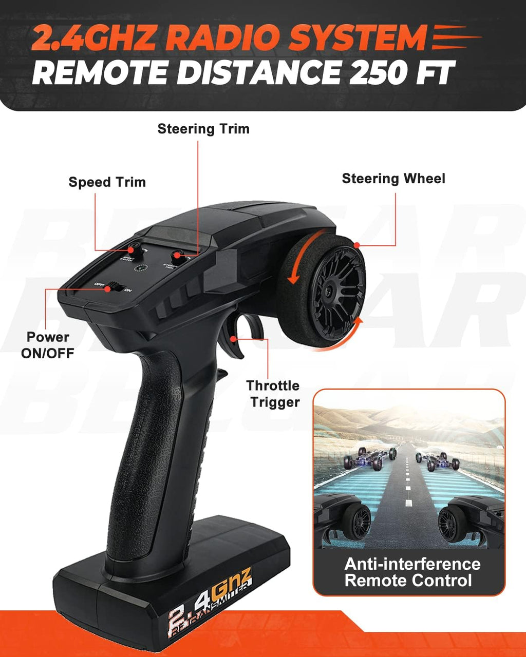 1:10 Scale 4WD Remote Control Monster Truck with 2 Rechargeable Batteries S2317