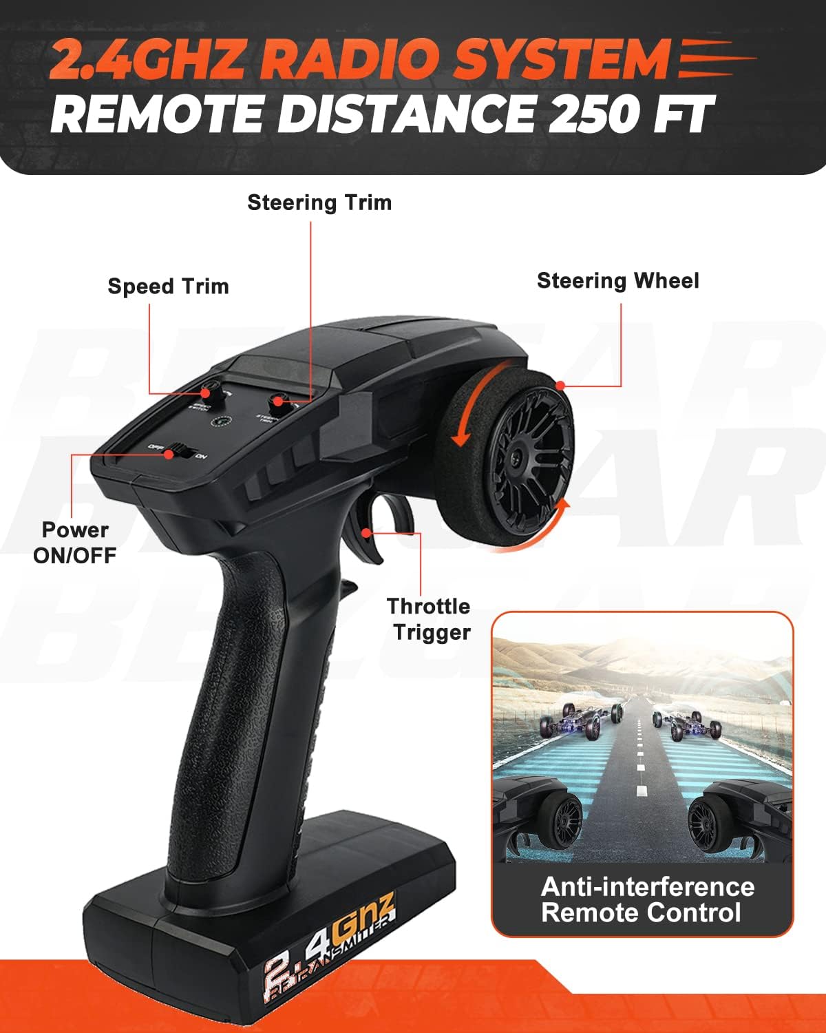 1:10 Scale 4WD Remote Control Monster Truck with 2 Rechargeable Batteries S2317