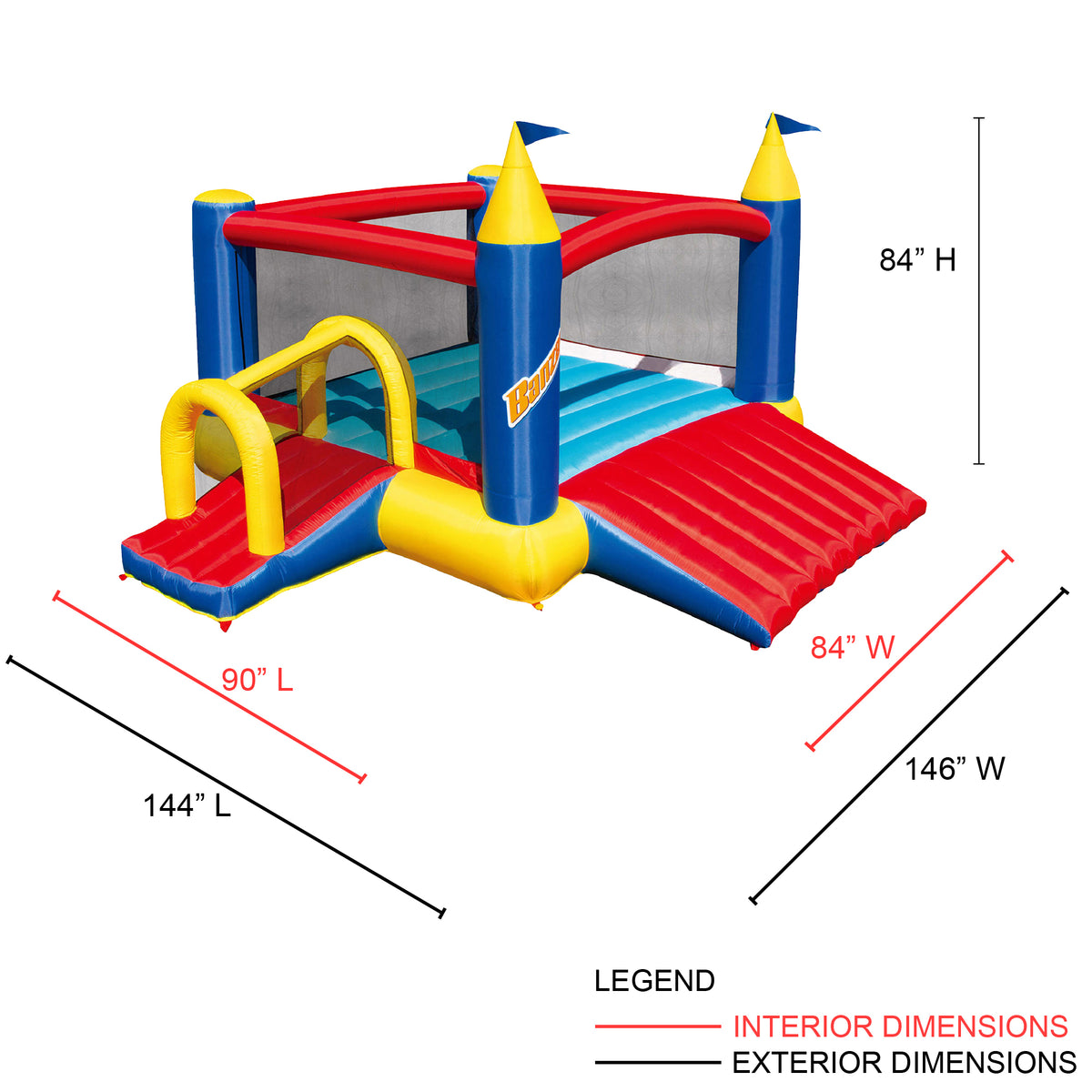 Inflatable Slide & Bounce House with Soccer Net and Ball E20066