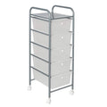 5-Drawer Rolling Storage Cart with Plastic Drawers Silver G8161