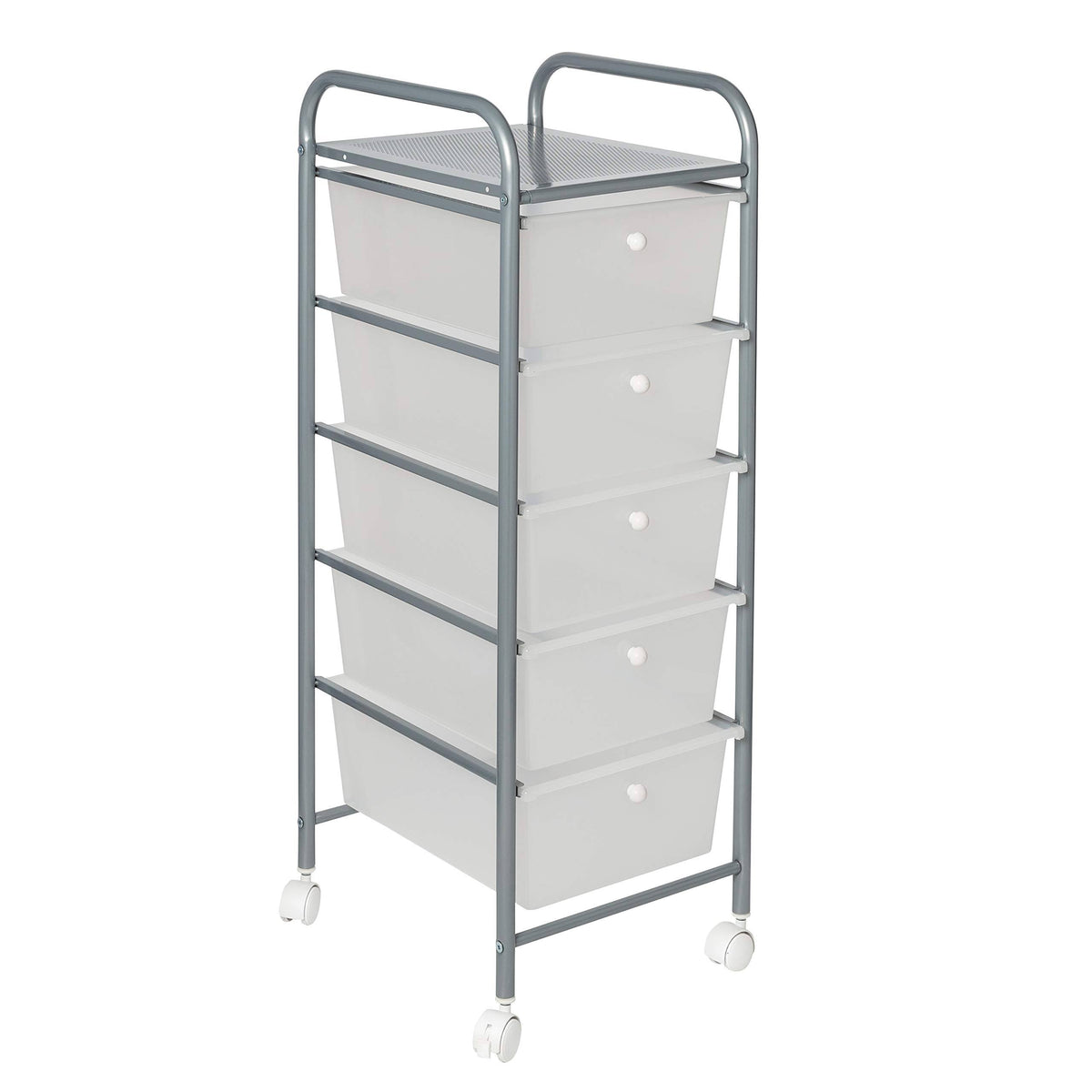5-Drawer Rolling Storage Cart with Plastic Drawers Silver G8161