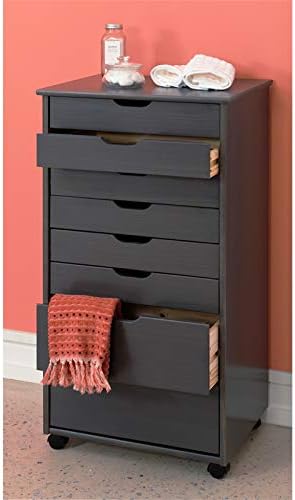 Gray Eight Drawer Wood Rolling Storage Cart J60981