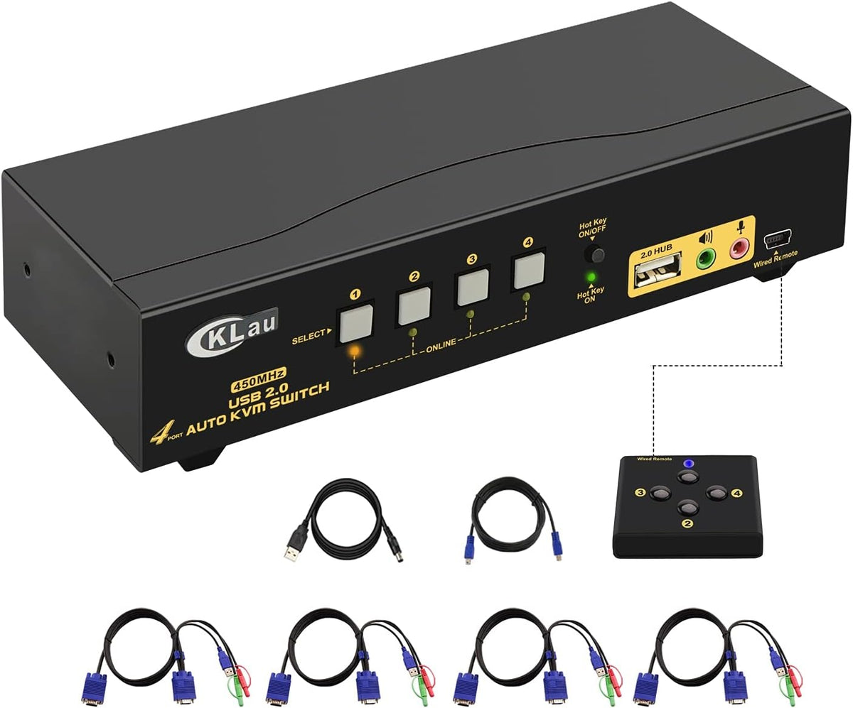 4 Port USB VGA KVM Switch with Audio and Cables W917400