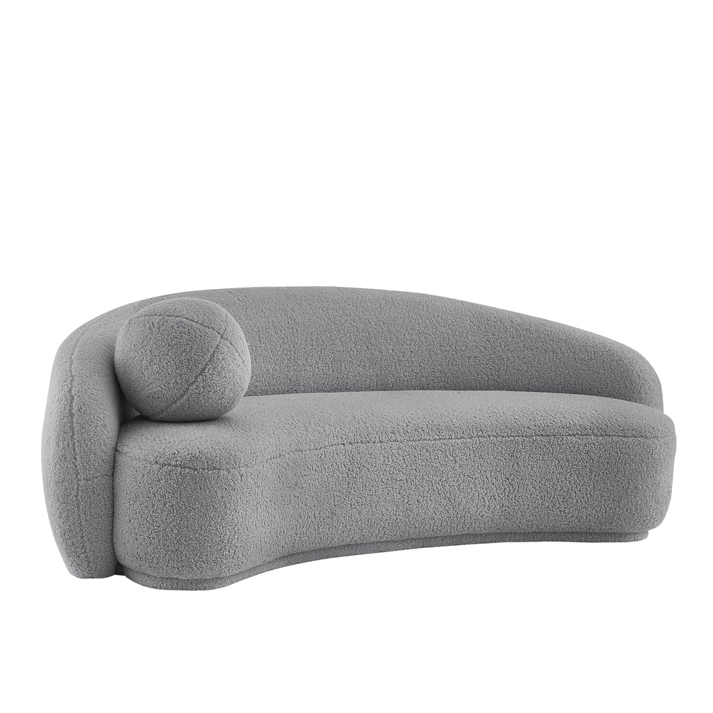 Grey Upholstered Sherpa Curve Back Sofa Z878427