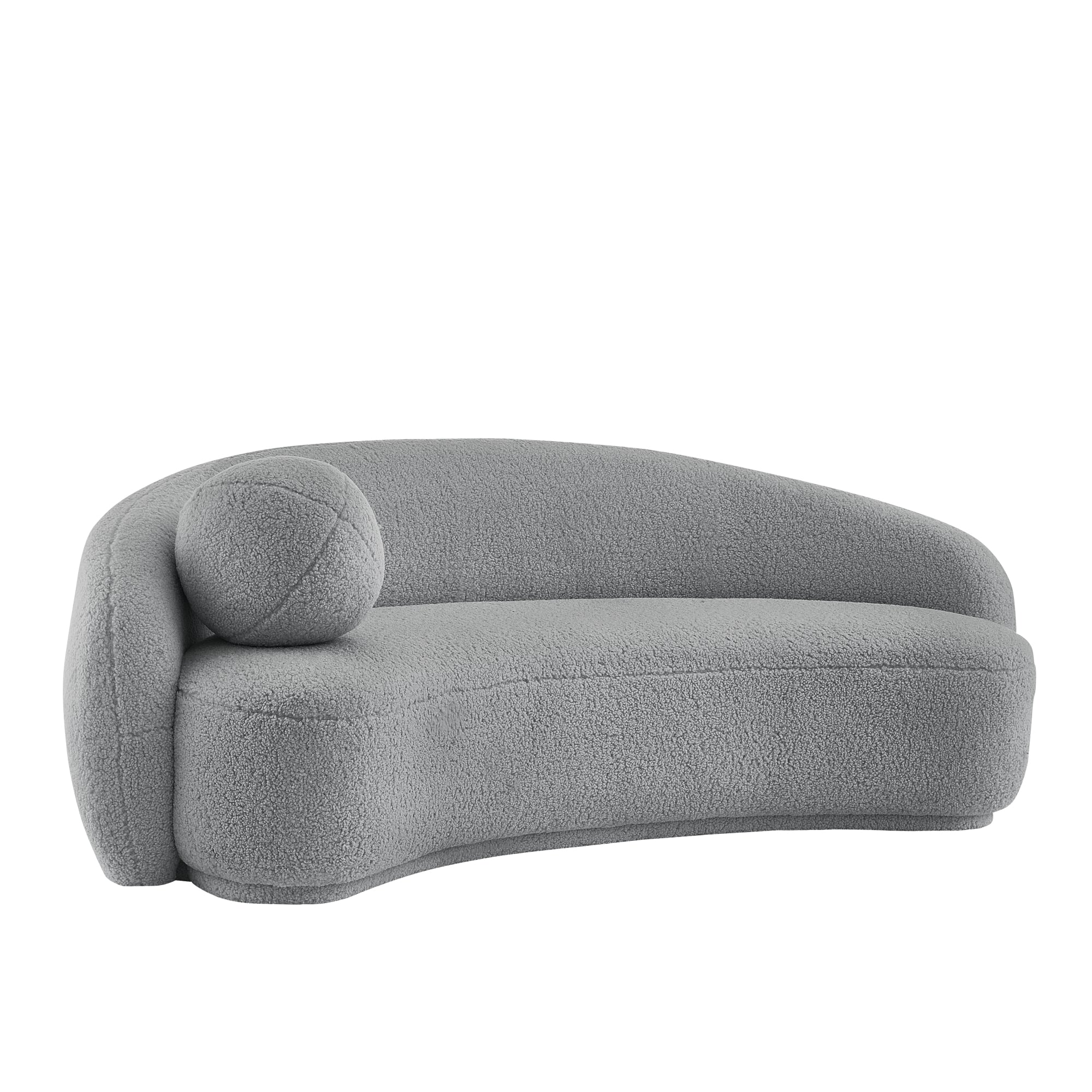 Grey Upholstered Sherpa Curve Back Sofa Z878427
