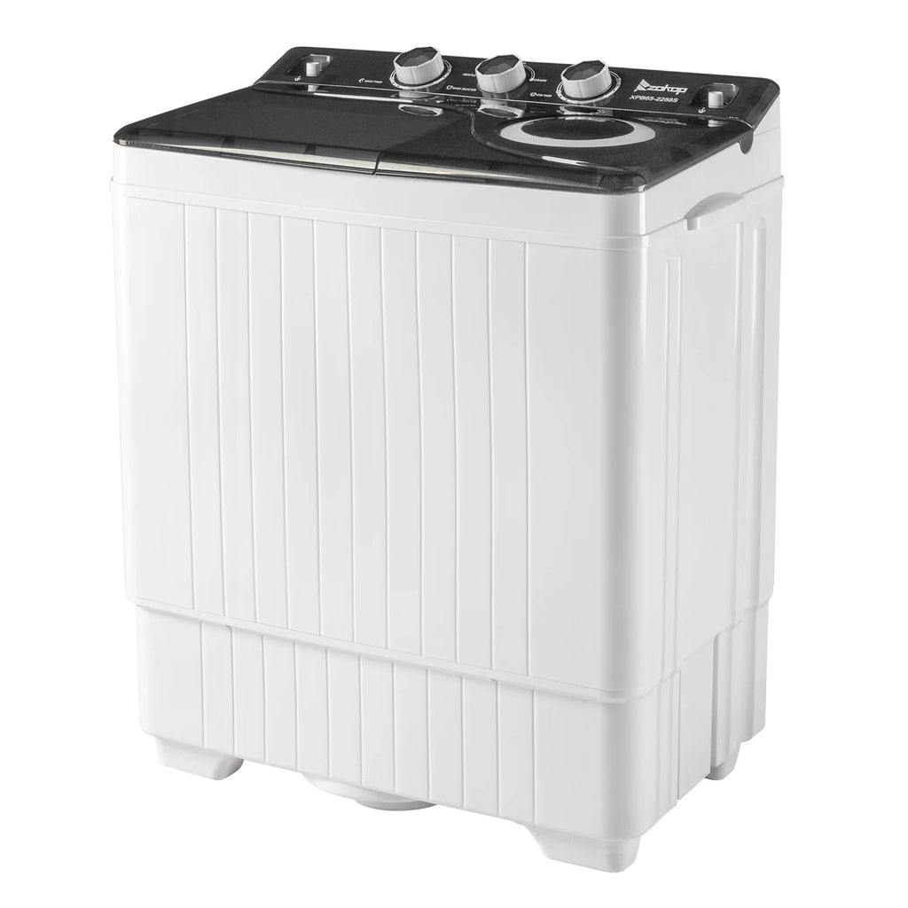 Semi-automatic Twin Tub Washing Machine with Built-in Drain Pump, White&Black W2356
