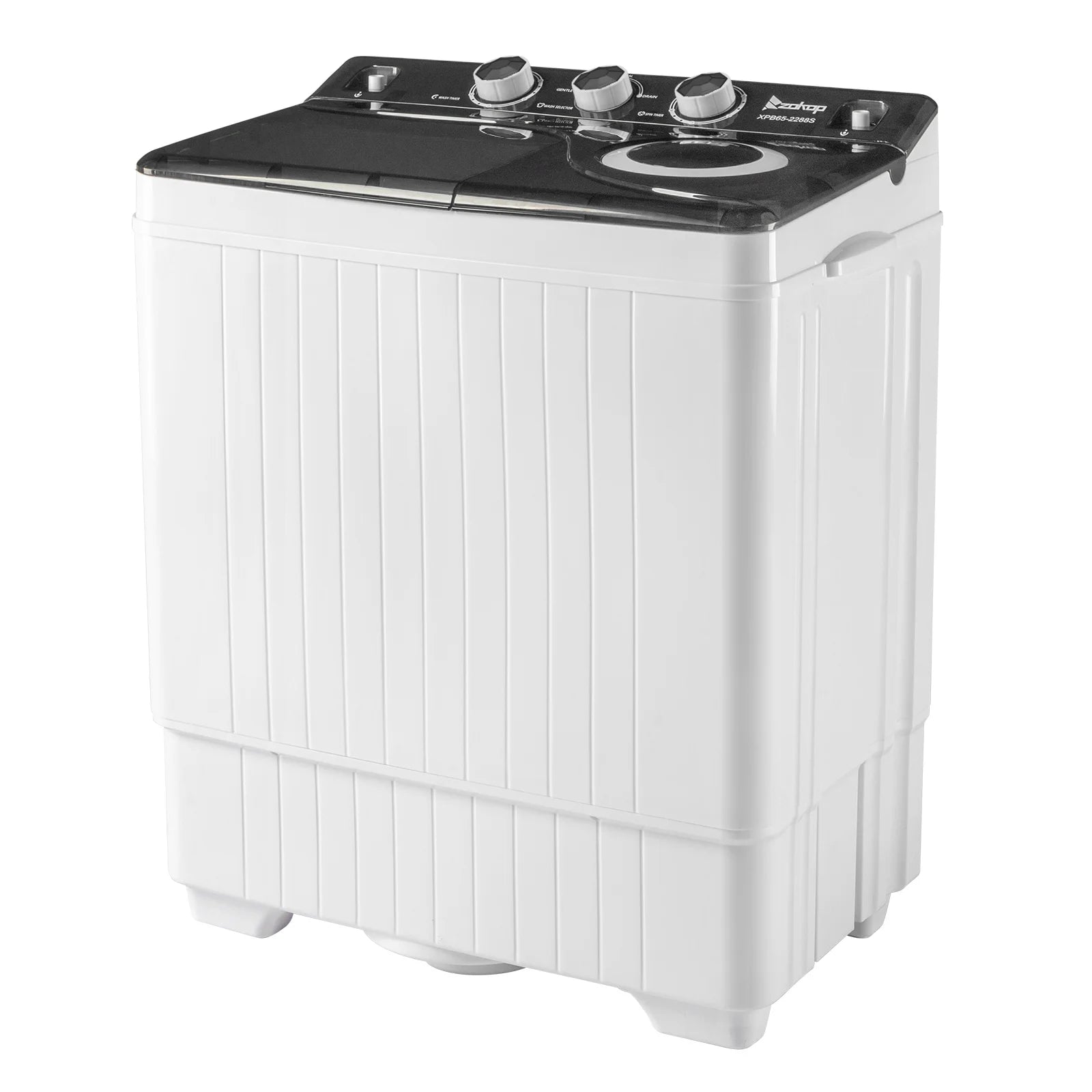 Semi-automatic Twin Tub Washing Machine with Built-in Drain Pump, White&Black W2356
