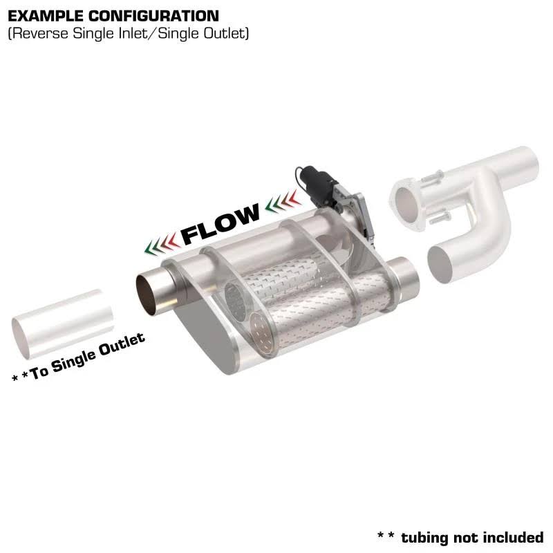 2.5in Weld-On 304SS Reverse Screamer Muffler with Bolt-On Electric Cutout I11915
