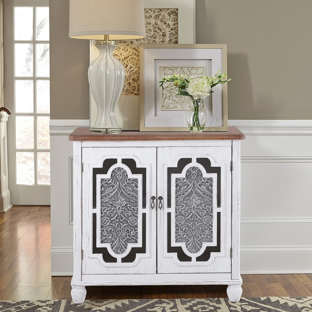 White Accent Cabinet with 2 Doors Storage Sideboard Buffet Cabinet N233