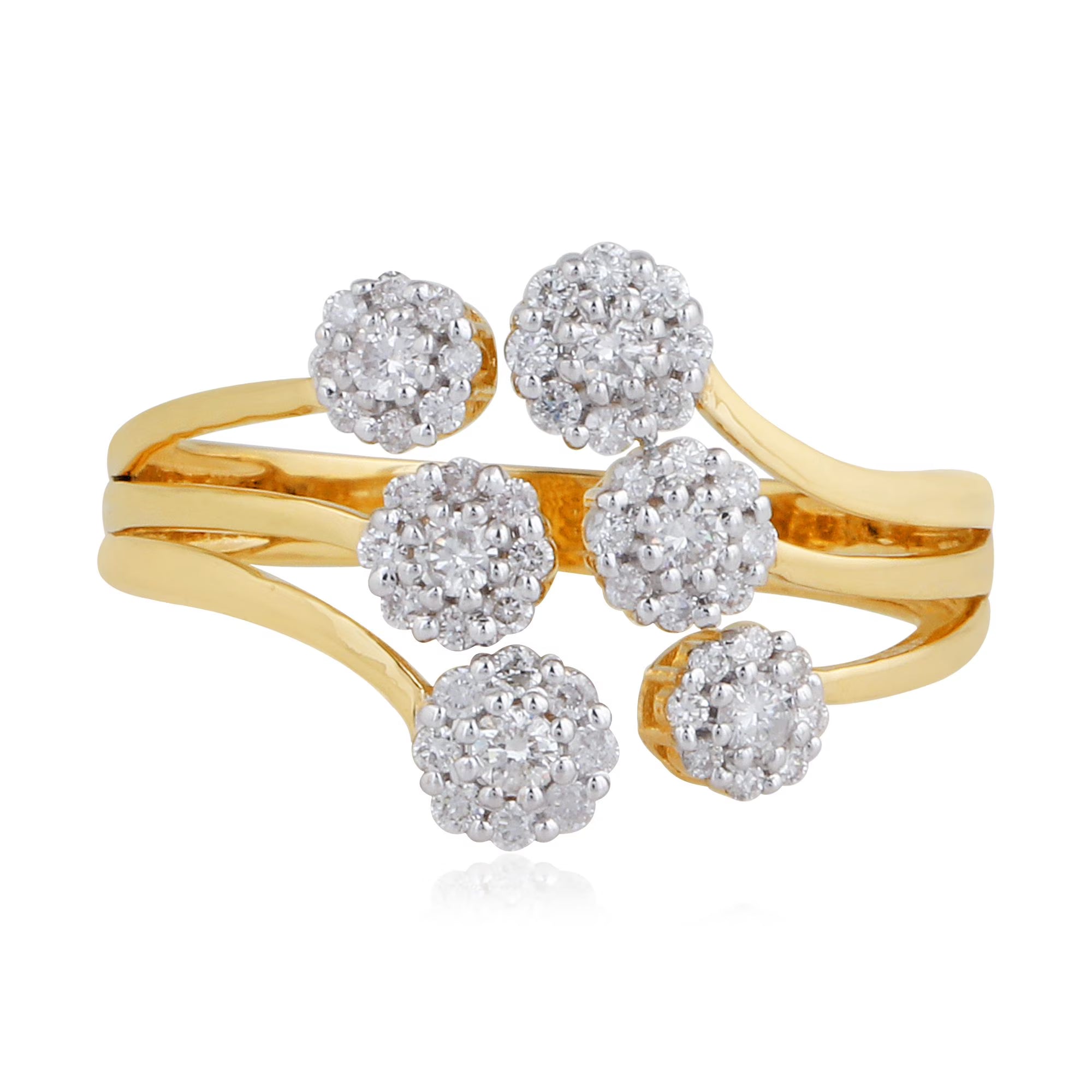 18Kt Yellow Gold Diamond Cuff Ring D68672