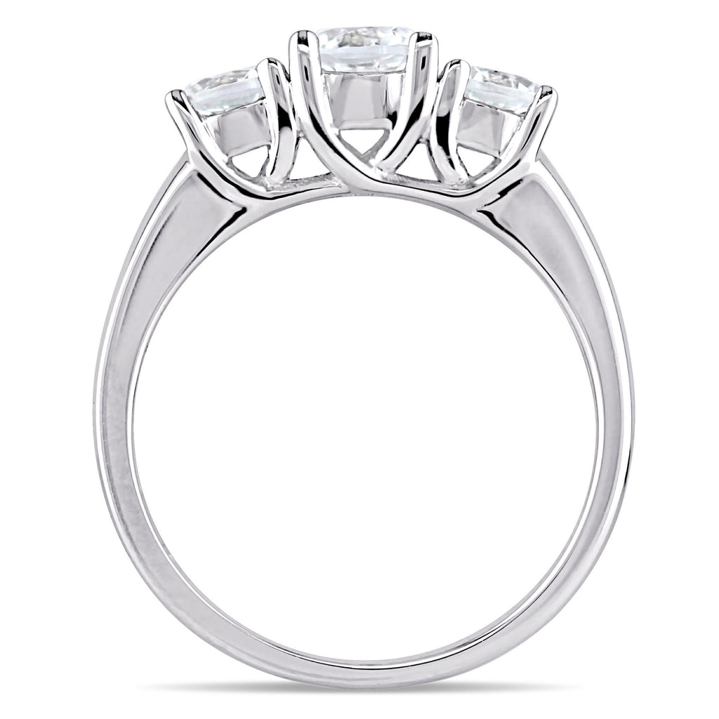 Created White Sapphire 10kt White Gold 3-Stone Round-Cut Engagement Ring I9631