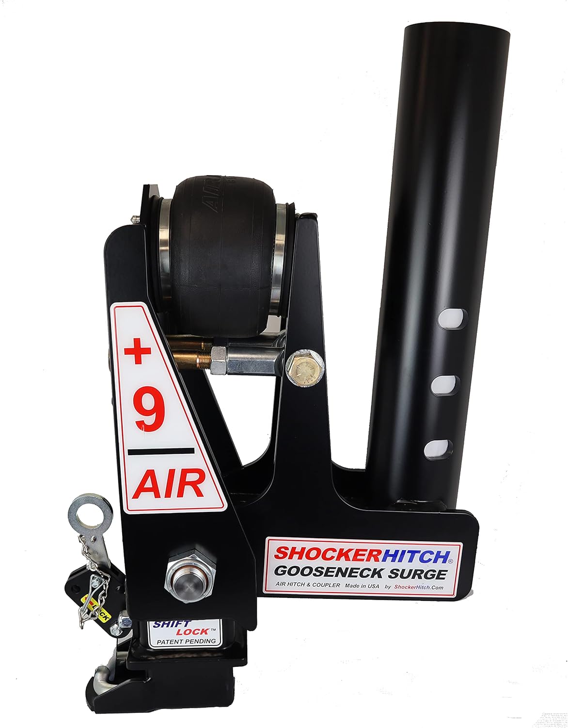 Gooseneck Air Hitch & Coupler, Round 3-15/16" Angled Pin 30K Coupler 9" Offset K905866