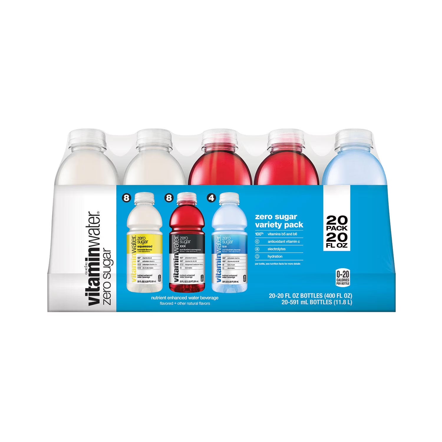 Vitaminwater Zero Variety Pack, 20 Fluid Ounce (20 Pack) E53764