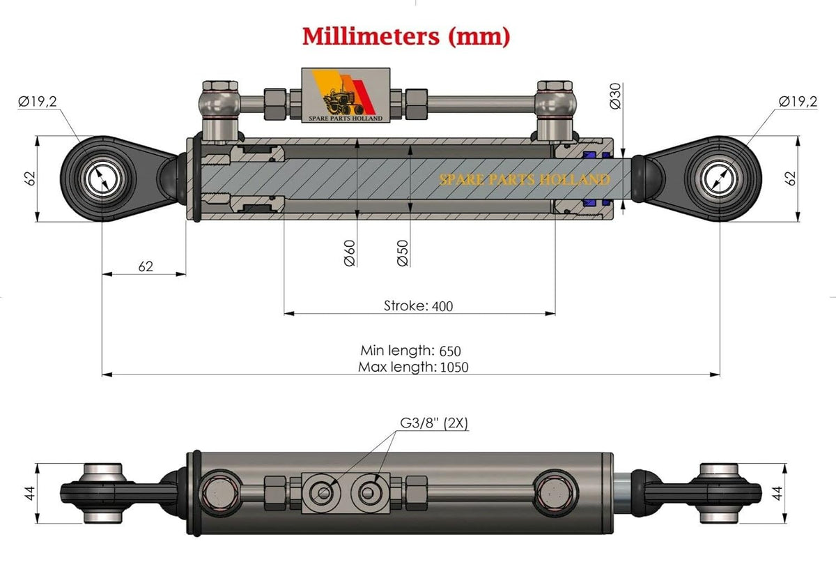 Hydraulic Top Link Cat. 1-1 with Locking Block P447391