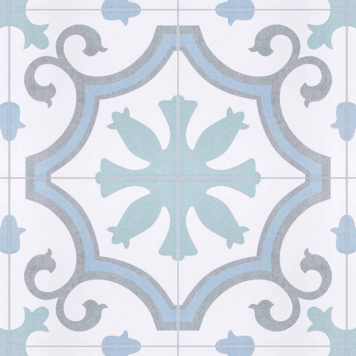 Aqua Encaustic Porcelain Floor and Wall Tile D2373