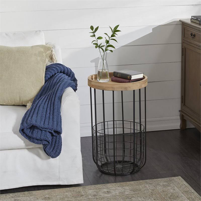 Black Industrial Metal Accent Table R53836