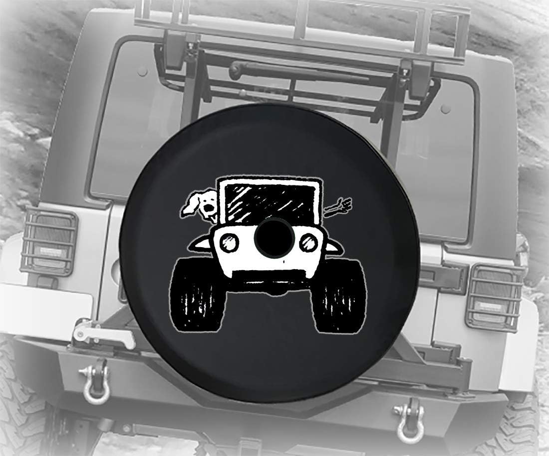 Black 32 Inch Spare Tire Cover with Backup Camera Hole A7013