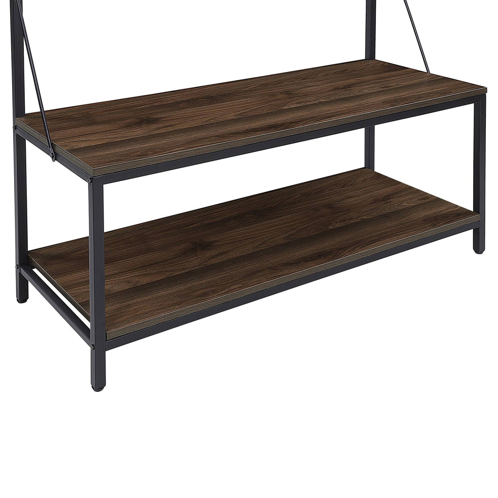 4-in-1 Hall Tree Wood Coat Rack with Metal Frame X899034