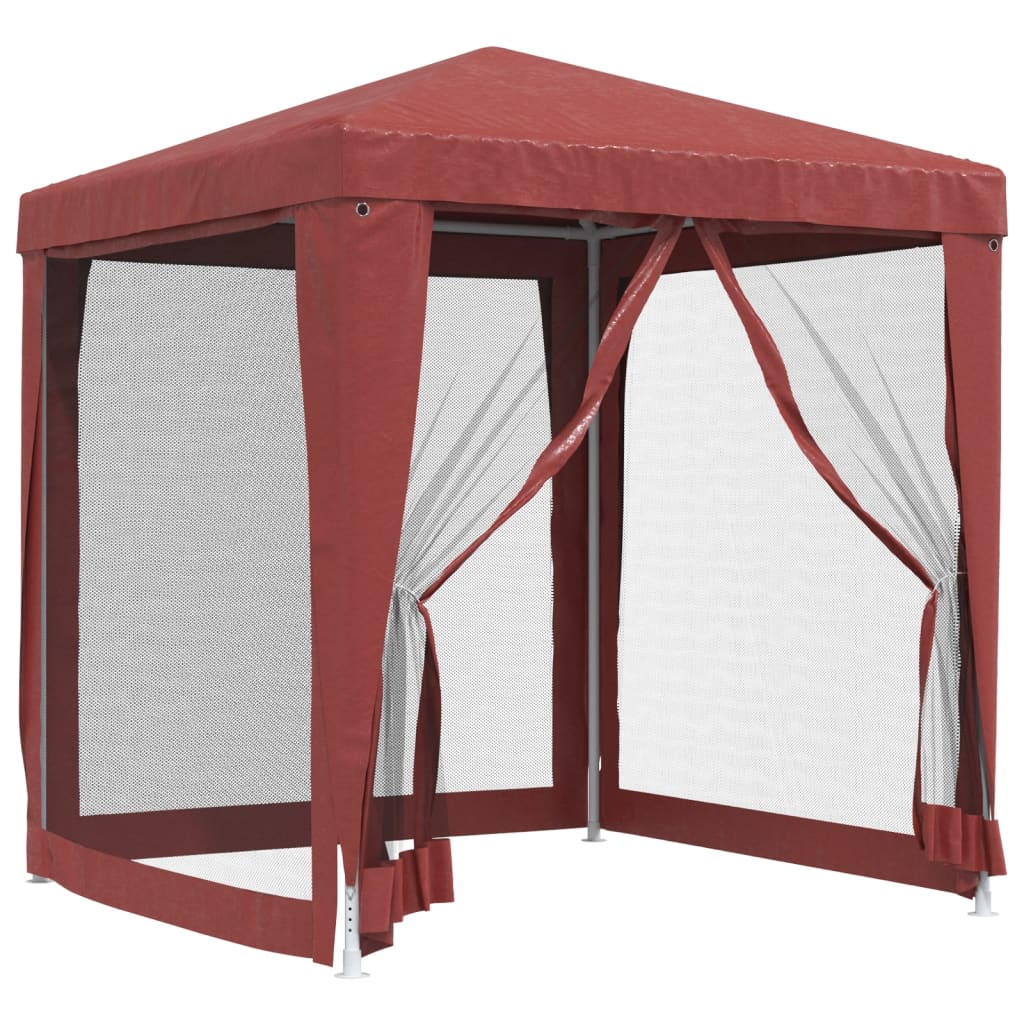 Red Party Tent with 4 Mesh Sidewalls 6.6'x6.6' HDPE G829057