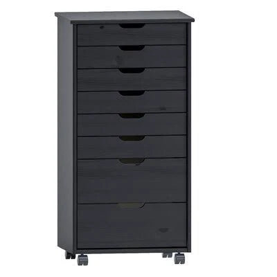 8 Drawer Rolling Storage Chest Black K392469