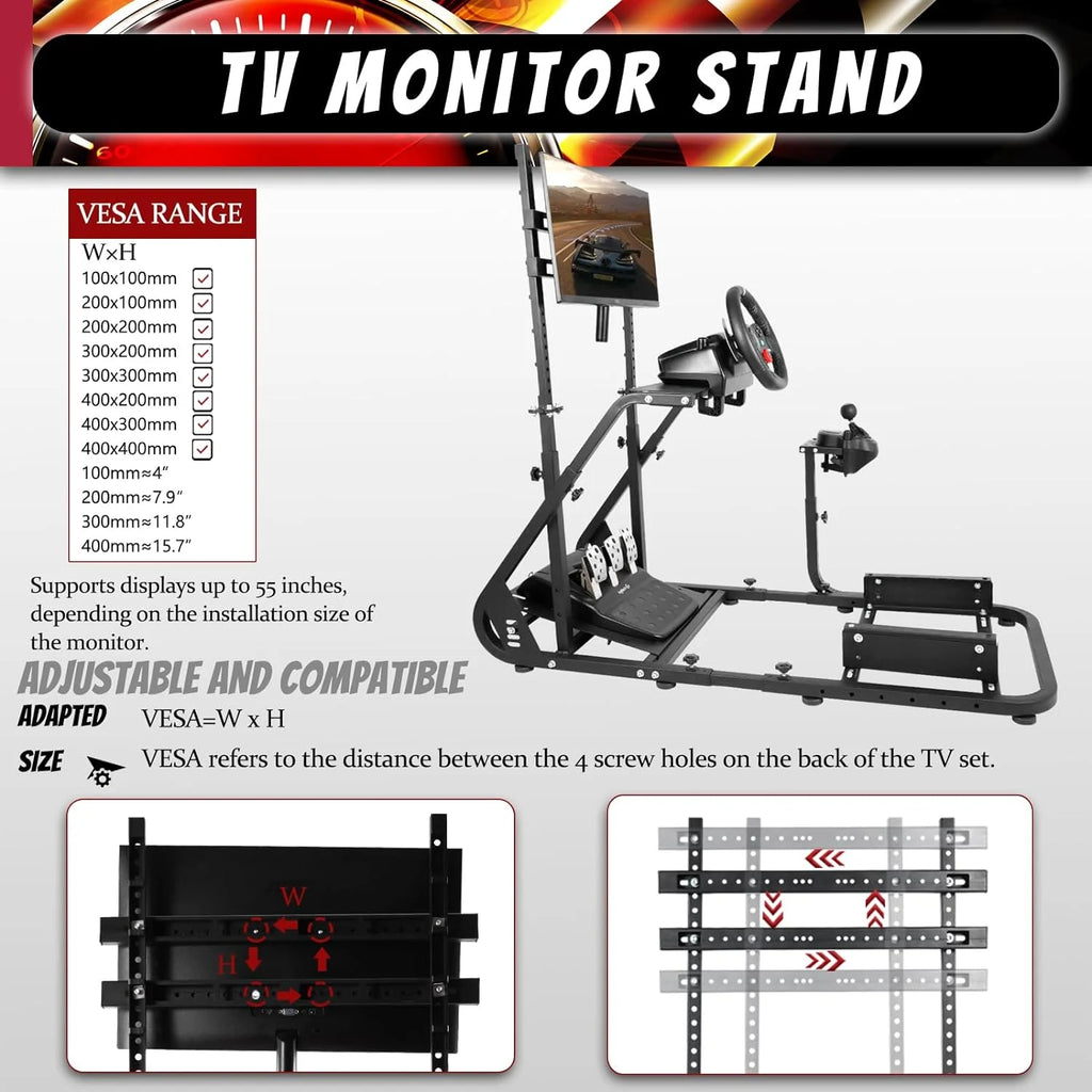 Racing Simulator Cockpit Wheel Stand with Monitor Stand O662527