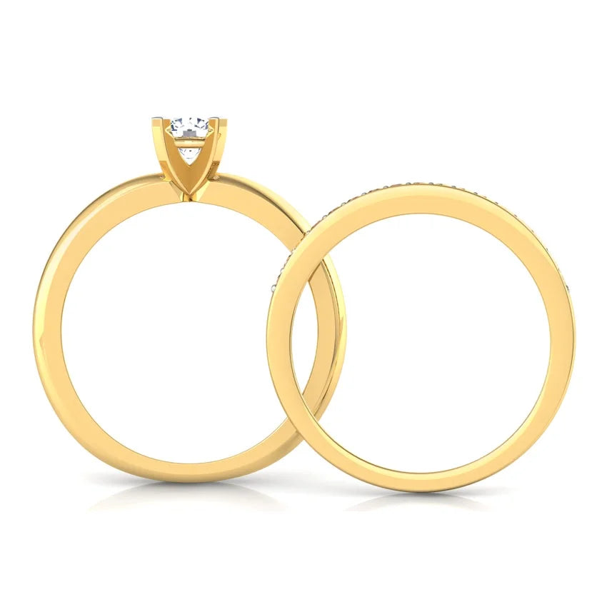14K Yellow Gold Diamond Wedding Ring Set V291011