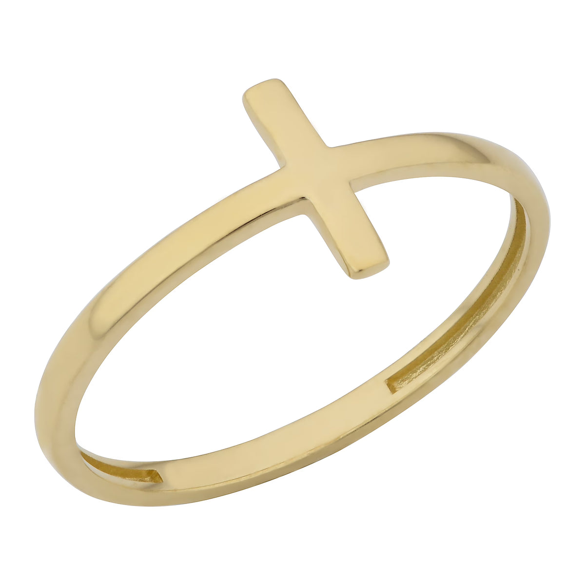 10k Yellow, White or Rose Gold High Polish Cross Ring T360
