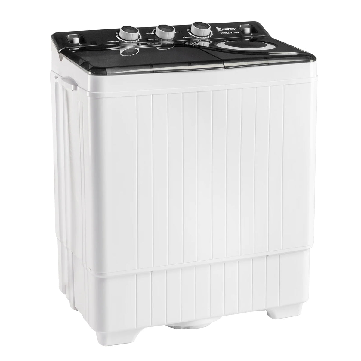 Semi-automatic Twin Tub Washing Machine with Built-in Drain Pump, White&Black W2356