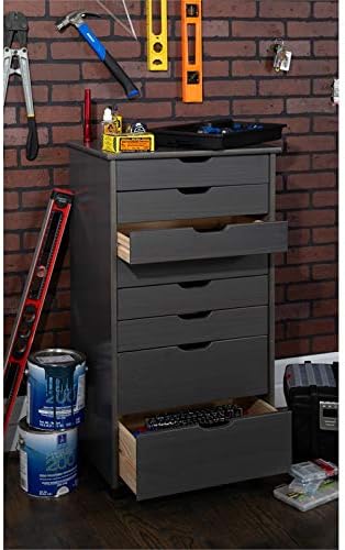Gray Eight Drawer Wood Rolling Storage Cart J60981