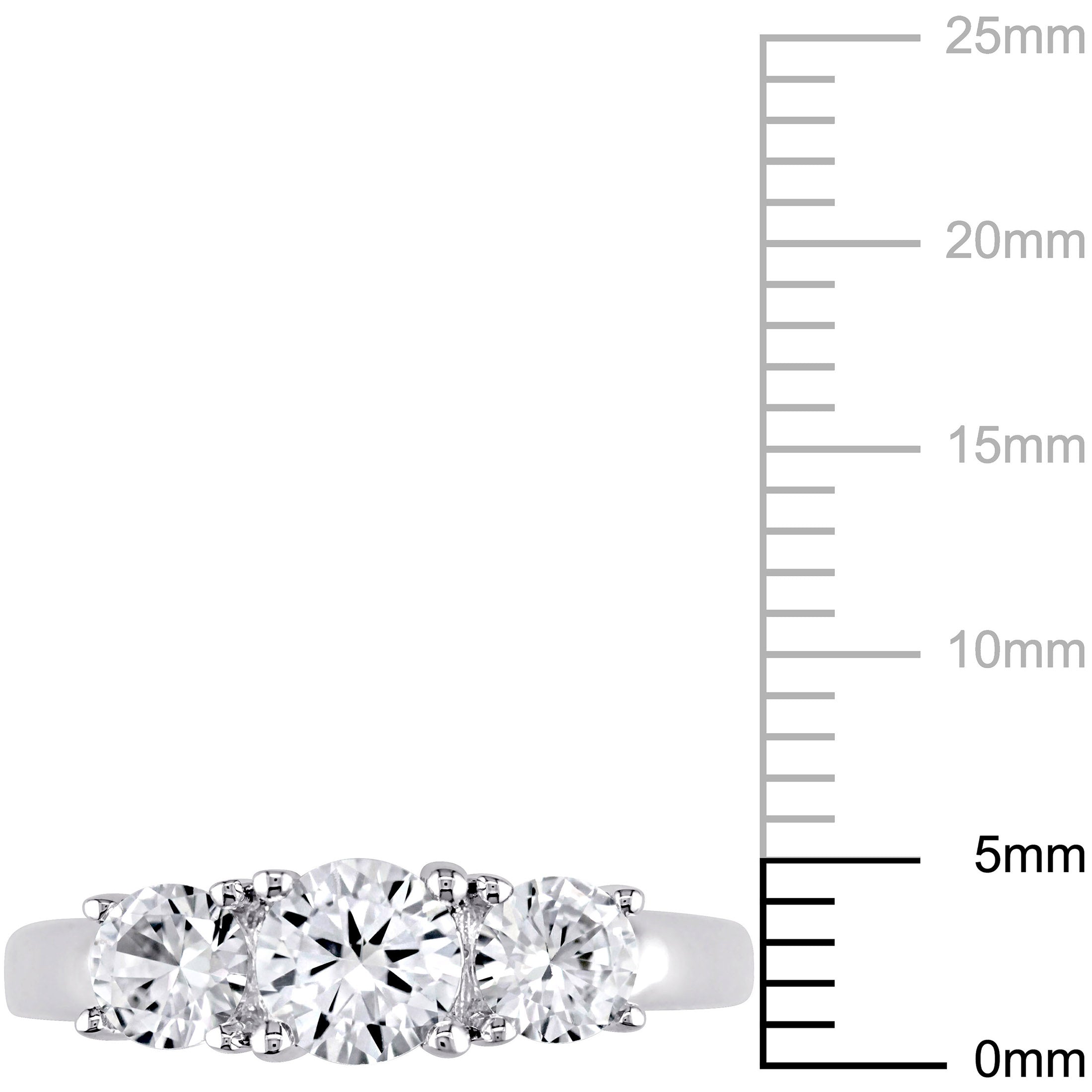 Created White Sapphire 10kt White Gold 3-Stone Round-Cut Engagement Ring I9631