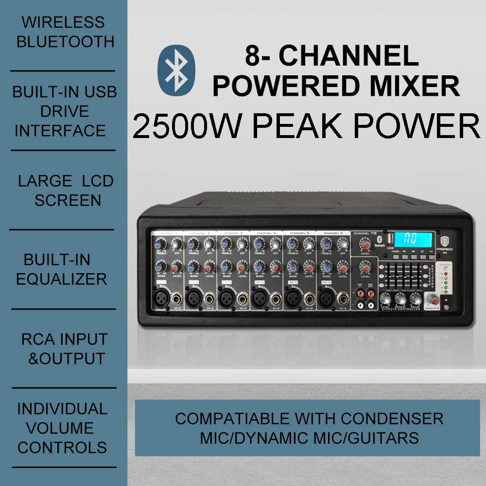 8 Channel Powered Mixer with Built In Effects & USB Audio Interface C7827