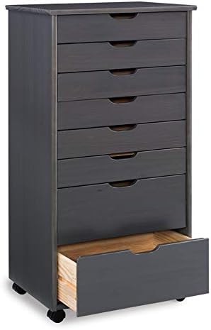 Gray Eight Drawer Wood Rolling Storage Cart J60981
