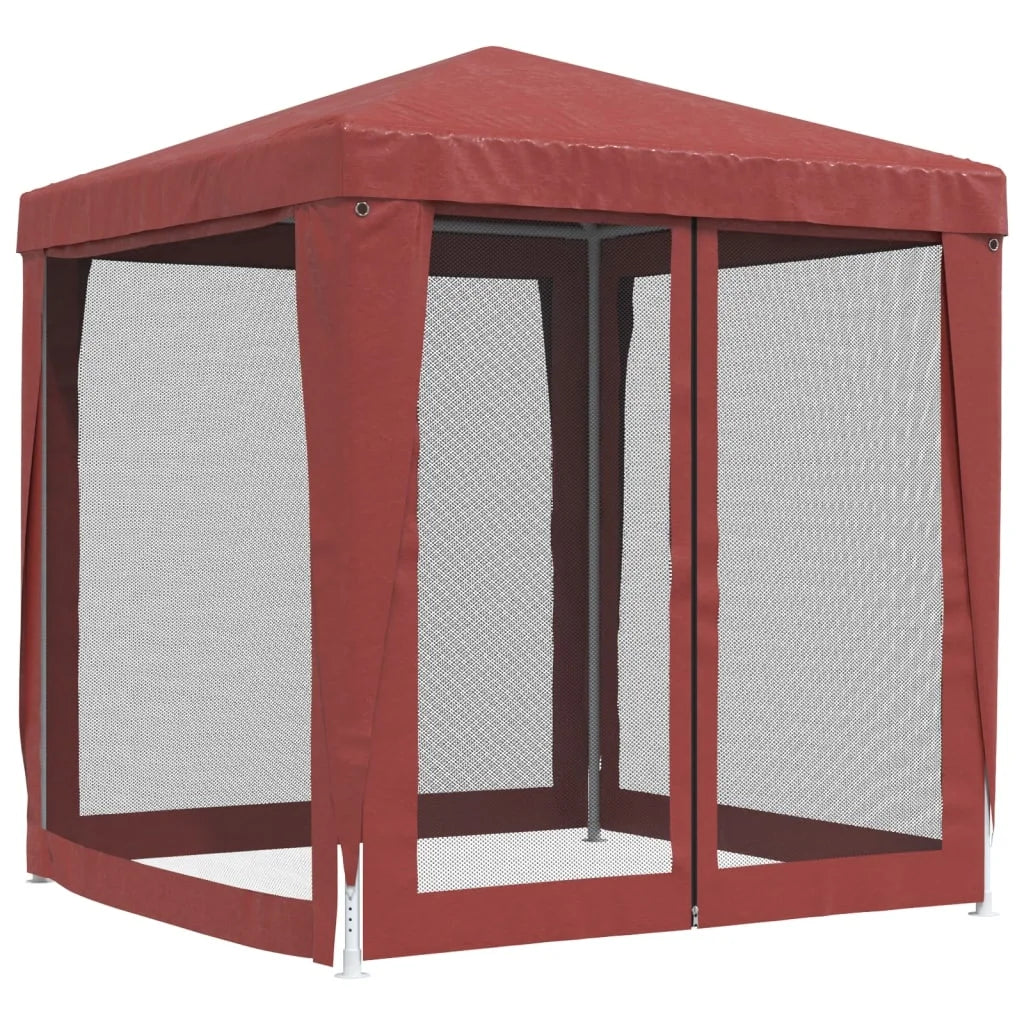 Red Party Tent with 4 Mesh Sidewalls 6.6'x6.6' HDPE G829057