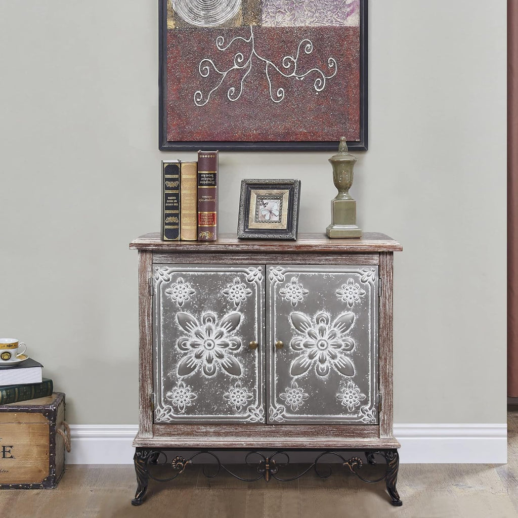 White Accent Cabinet with 2 Doors Storage Sideboard Buffet Cabinet N233
