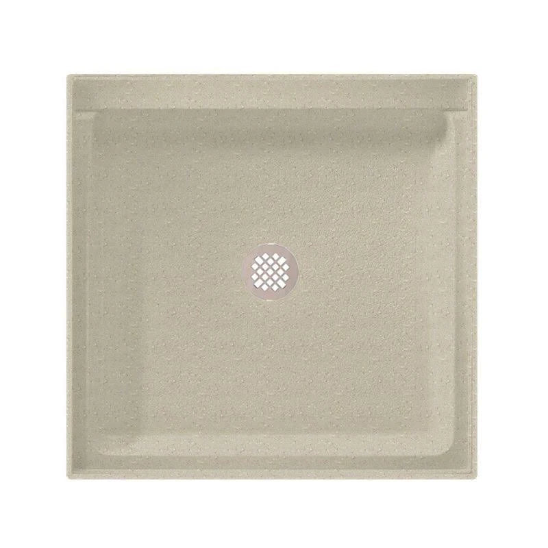 Solid Surface 42-in x 42-in Shower Base with Center Drain in Pebble X370269