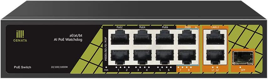 11 Port Unmanaged PoE Switch with 2 Gigabit and SFP Uplink, 120W, Metal Case X1921