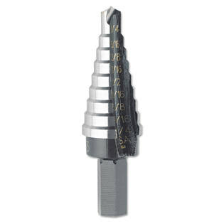 #2 Unibit Self-Starting Stairstep Bit, 6-Step, 3/16 to 1/2 Dia, 3/8 Depth V463