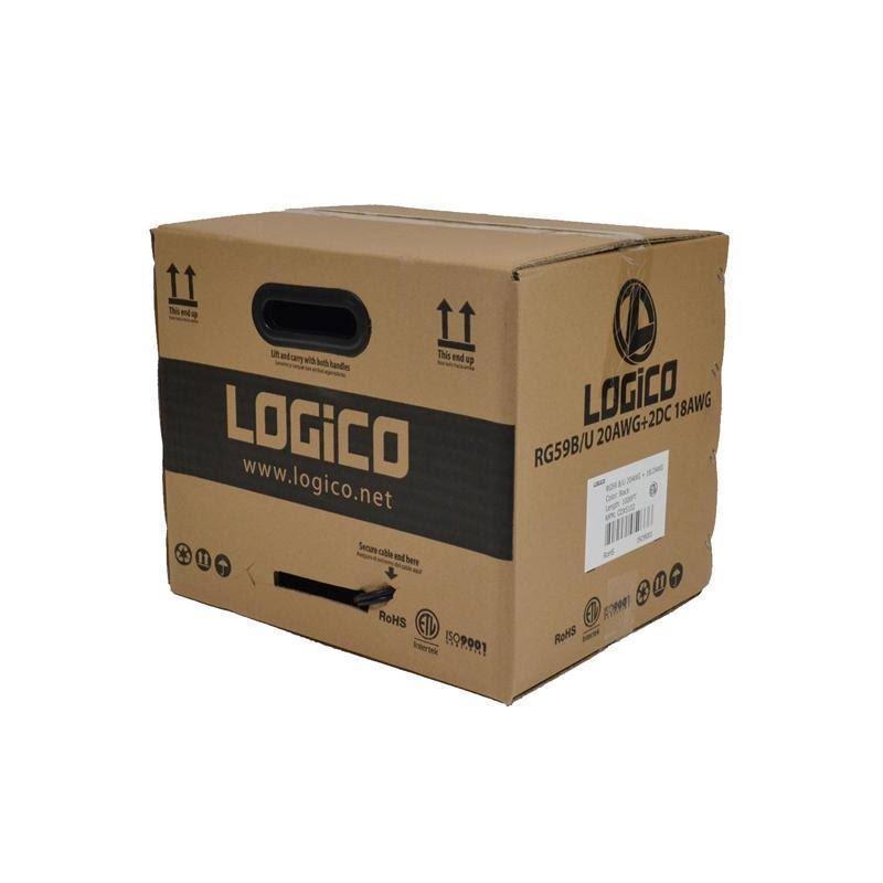 Black 1000ft Bulk RG59 Siamese Cable 20AWG+18/2 CCTV Camera Wire F1512
